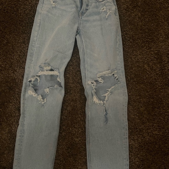 American Eagle Outfitters Denim - American Eagle Outfitters Light Blue Distressed Straight Leg Jeans